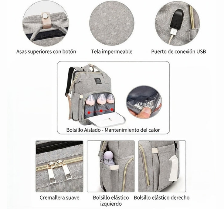 Mochila Cambiador Bebés Multifunción