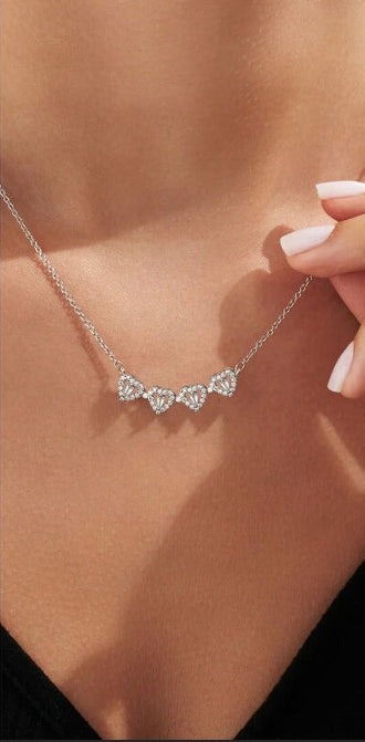 Collar Trébol 4 Corazones acero inoxidable
